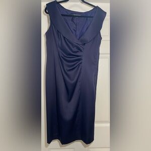 Jones Wear Navy Draped Midi Dress